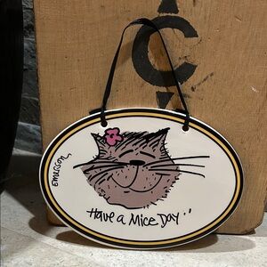 vintage EMERSON TUMBLEWEED POTTERY Have a Mice Day" cat wall plaque